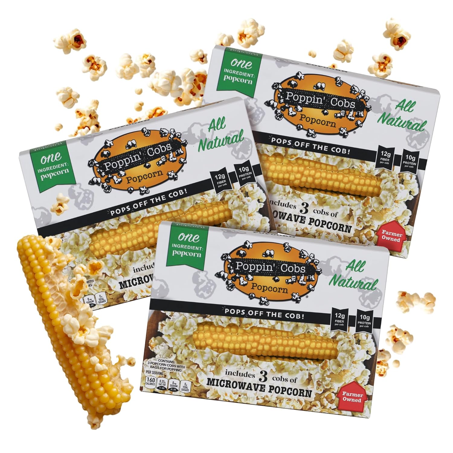 Poppin' Cobs Popcorn – Three 3-Packs (9 COUNT)
