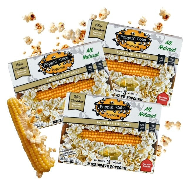 Poppin' Cobs Popcorn – White Cheddar Three 3-Packs (9 COUNT)